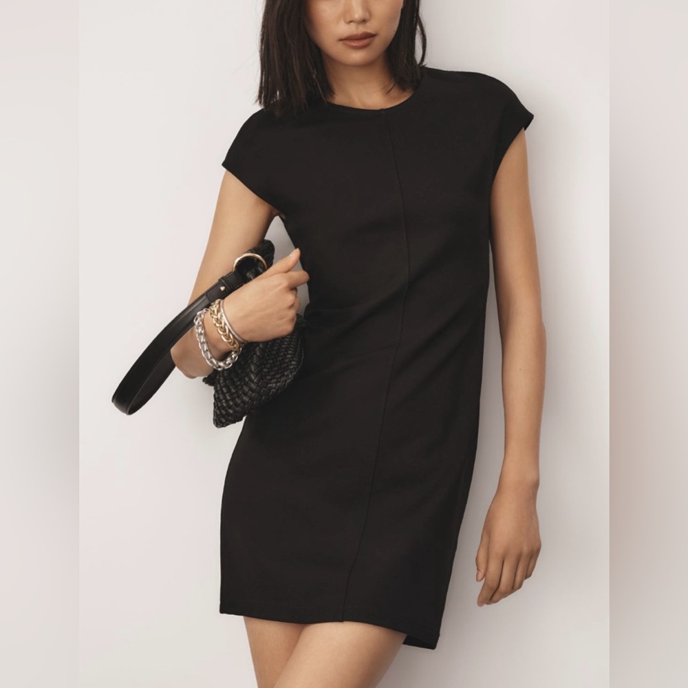 Anthropologie Maeve Cap-Sleeve Slim Black Mini Dress Large